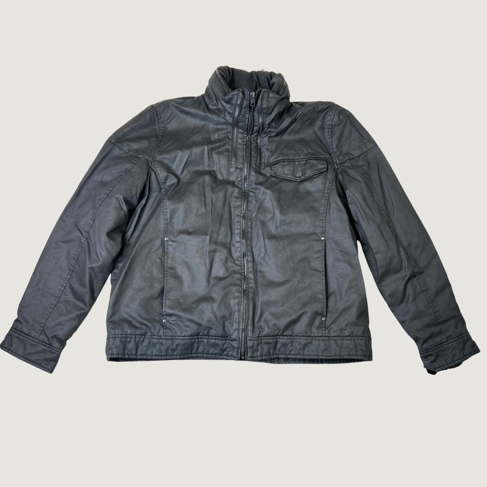 Black Rivet Mens XXL Coated Cotton Quilted Moto Jacket Black Full Zip MSRP $200